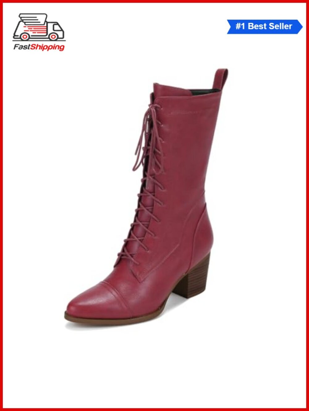 Women's Mid-Calf Combat Boots Lace-Up Faux Fur Lined PU Leather